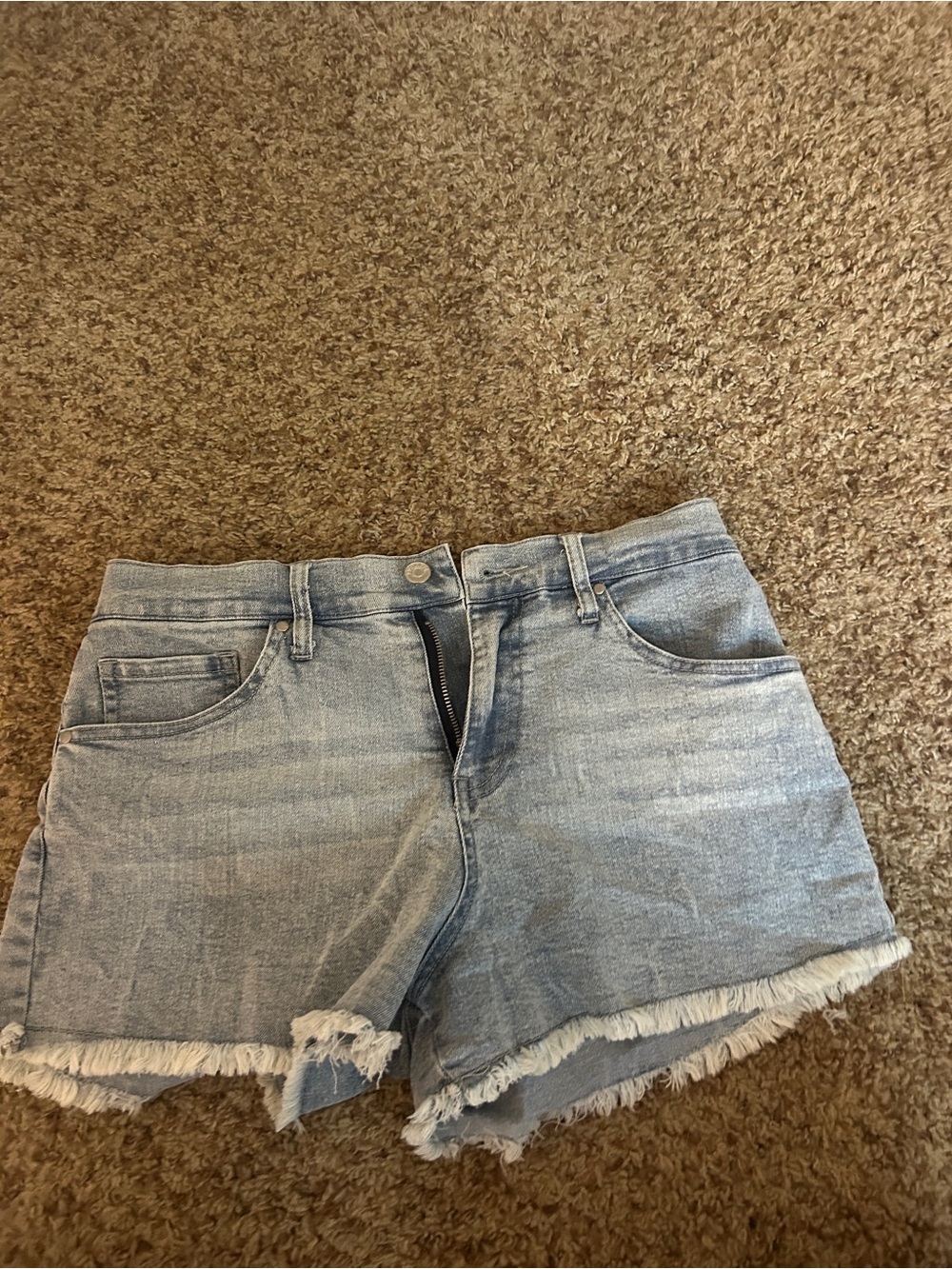 Light Blue Frayed Hem Denim Cutoff Shorts with Gator Logo